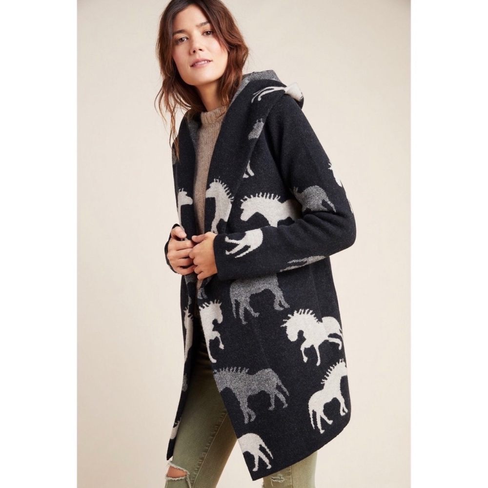 Anthropologie Pilcro Field Flower Horses Sweater Coat Cardigan Sedona People - Picture 4 of 8